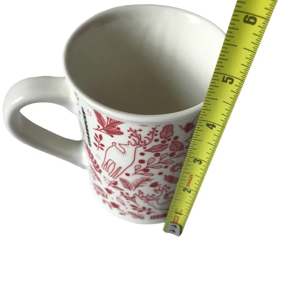 Starbucks red deers birds fox holiday design coffee ceramic mug 12 oz‎